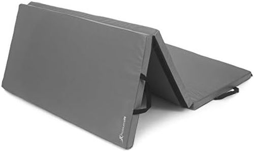 ProSource Tri-Fold Folding Thick Exercise Mat 6’x4’ with Carrying Handles for Tumbling, Martial Arts, Gymnastics, Stretching, Core Workouts, Grey