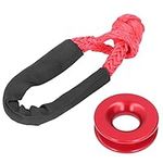 Soft Shackle Synthetic Rope, Fydun Recovery Rope Snatch Ring Recovery Ring Kit Synthetic Towing Winch Shackles Aluminium Alloy for Road Towing Sailing ATV Truck Recovery(Red)