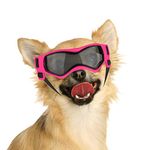 NAMSAN Dog Glasses for Small Dogs UV Protection Dog Sunglasses with Adjustable Elastic Band Windproof Dog Motorcycle Glasses Pink