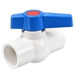 sourcing map Ball Valve, 32mm ID PVC Socket End Shut off Valve for Aquarium Setup, Sump Pump, Pool, Garden Sprinkler White Blue