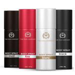 The Man Company Deodorant for Men Gift Set | Pack of 4 Body Sprays (150ml Each) | Long Lasting Deodorant for Men | Black, Blanc, Fire & Oud | Premium Fragrance with Musk, Sandalwood, Amber & Patchouli | Daily Office Wear Deo