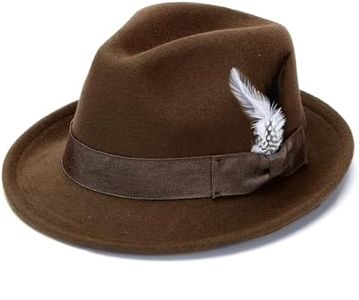 Ultrafun Fedora Hats for Men Women Short Brim Felt Winter Hat Panama Dress Fedora Hat (Feather-Coffee)