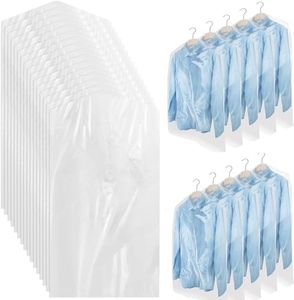 100pcs Plastic Garment Bags for Hanging Clothes, Dust Proof Clear Clothes Covers Dry Cleaner Bags for Dry Cleaning, Closet, Travel, Moving (60 x 90cm)