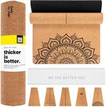 Luxury Cork Yoga Mat - Non Slip, Extra Thick Grip. Thicker, Longer, and Wider for More Comfort and Support. Tough Enough For Hot Yoga. Natural, Non Toxic, and Eco Friendly. Optional Alignment Lines. (Rooted, Extra Thick 80" x 26" x 6.5mm)