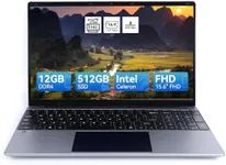 URAO 15.6'' Laptop 12GB DDR4 512GB SSD, Quad-Core Intel Celeron N5095 Processors, 1080P IPS FHD Display Laptop Computer,Numeric Keypad USB 3.0, Bluetooth 4.2, 2.4/5G WiFi