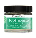 Viva Doria Fluoride Free Natural Toothpaste - Spearmint, 3 Oz Glass Jar (85 Grams)