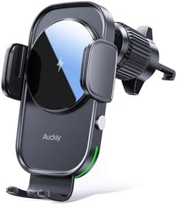 Auckly 15W Fast Wireless Charger Auto Handyhalterung Mit Ladefunktion Automatischer Induktion Motor Betrieb Qi Ladestation Auto Kfz Handy Halterung Auto Lüftung für iPhone Samsung Huawei LG usw