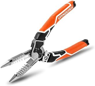 VANQUISH 8 IN 1 Multifunctional Wire Stripper, Wire Cutting Stripping Tool (8-18 AWG Solid, 10-20 AWG Stranded) Bolt Cutter, Deburring, Wire Looping&Twisting, CR-V Steel Electrician Pliers 3385