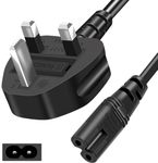 2M Long New Samsung TV Power Cable - Certified 2 Pin IEC C7 UK Plug 0.75mm² Compatible with PS4, Xbox One S/X, LED LCD Smart TV Monitor, Pixma, Printer, Surface Laptop Charger- 2-Meter