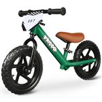 KRIDDO Toddler Balance Bike 2 Year Old, Age 18 Months to 5 Years Old, 12 Inch Push Bicycle with Customize Plate (3 Sets of Stickers Included), Gift Bike for 2-3 Boys Girls, Green