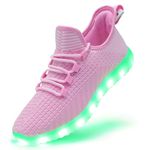 Light Up Shoes for Women Men, USB Charging LED Shoes Adult Halloween Mesh Upper Glowing Luminous Trainers Dancing Flashing Sneakers, Pink, 8 Women/6.5 Men