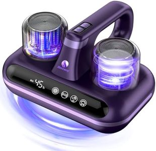 Amzany Bed Vacuum Cleaner - 5-in-1 Cordless Mattress Vacuum Cleaner, Powered by UV-C Light & Ultrasonic Technology, 16Kpa Strong Suction,Low Noise,Suitable for Dust, Pet Hair, Etc - Purple