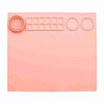 oddpod™ Silicone Painting Mat for Arts & Crafts, 17 x 15 Non-stick Multipurpose Table Silicon Sheet with 12 palette grids, 2 large reservoirs & Cleaning Cup for Painting, Clay and Play Doh - Peach