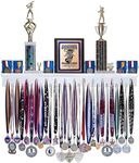 3ft- Medal Awards Rack Ultimate Medal Hanger Display and Trophy Shelf - Multi-Sport Trophy and Medal Holder for Medal Display, Plaques, Pictures, Trophies and More. Solid Wood - Large 36" - White