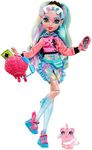 Monster High Doll, Lagoona Blue with Colorful Streaked Hair in Signature Look with Fashion Accessories & Pet Piranha Neptuna