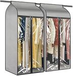 Univivi Hanging Garment Bags,2PCS Garment Clothes Cover Protector Garment Rack Cover Protector Well-Sealed Dress Bags with Clear Windows for Suits Long Dresses(54 Inch)