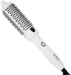 K&K Thermal Brush, White 1.5 Inch Heated Round Brush, Professional Heated Curling Ceramic Tourmaline Ionic Curling Iron, Hot Styling Volumizing Brush, Dual Voltage