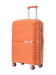 ATX Luggage 24" Medium Suitcase Ultra Lightweight Durable Polypropylene Hard Shell Suitcase with 4 Dual Spinner Wheels and Built-in TSA Lock (Sahara Orange, 65 Liters)