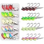 Jig Heads Hook 16pcs Underspin Fishing Jig Heads with Willow Blade Swimbait Jig Spinner for Bass Fishing (1/4oz 3/8oz 3/7oz)