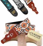 Art Tribute Personalized Guitar Strap Orange Floral Woven, including - 2 Picks + Strap Locks + Strap Button. Add Your Text and We Make It Especially For You Get Your Own Custom Guitar Strap