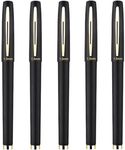 Black Ink Rollerball Pens 1.0mm Ballpoint Tip for School Office Business (Pack of 5)