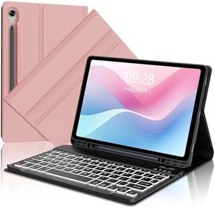 Galaxy Tab S9 FE 5G Case with Keyboard, Magnetic Detachable Bluetooth Keyboard | 7 Colors Backlit, Smart Folio Cover with S Pen Holder for Samsung Tab S9 FE 10.9”/S9 11”, Auto Sleep/Wake Up Rose Gold