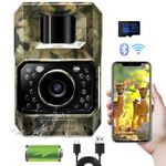 Wildlife Camera WiFi Bluetooth 48MP 30FPS Trail Camera with Night Vision Motion Activated, IP66 Waterproof, Built-in Battery Rechargeable Power Trail Cam for Outdoor Wildlife Monitoring (No Screen)