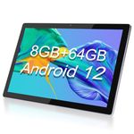 BYYBUO Tablet 10.1 inch Android 12 Tablets, 4GB RAM+64GB ROM, 1920x1200 IPS FHD Display, 7000mAh Battery, 5.0MP+13.0MP Camera, Octa-Core Processor, 2.4G+5G WiFi, Bluetooth, GPS, FM (2023 Gray)