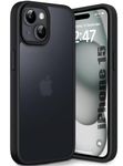 EGOTUDE TPU+Plastic Compatible with iPhone 15 | Frosted Translucent Matte Anti-Fingerprint Hard Back Cover Case, Black