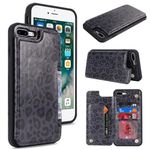 iCoverCase for iPhone 8 Plus/7 Plus/6s Plus/6 Plus Wallet Phone Case with Card Holder for Women Men, [RFID Blocking] Card Slots PU Leather Protective Wallet Case (Black Leopard)