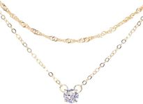 ALLNEWBEE Diamond Necklaces for Women, 14K Gold Plated Layered Cubic Zirconia Dainty Long Lariat Necklace Simple Trendy CZ Pendant Necklaces Gifts for Women 13+3.94 Inch