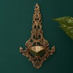 DecorTwist Brass Diya for Puja (7.8 Inch Height, 450 Grams) Pack of 1 | Wall Hanging Diya Holder for Pooja Room, Mandir, Wall Oil Lamp Decorative Diwali Diya Decoration Items Return Gifts