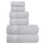 Belizzi Home Ultra Soft 6 Pack Cotton Towel Set, Contains 2 Bath Towels 28x55 inch, 2 Hand Towels 16x24 inch & 2 Wash Coths 12x12 inch, Ideal for Everyday use, Compact & Lightweight - Light Grey