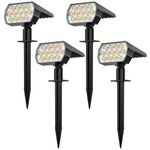 Flaow Solar Garden Lights, 52 LED Solar Spot Lights Outdoor, Warm White Solar Powered Garden Lights Waterproof, Dusk-to-Dawn, Solar Landscape Spotlights for Garden Pathway Wall Porch, 4 Pack