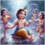 V TO H DECOR Beautiful Baby Krishna Playing in The Water God Wall Poster for Pooja Room, Sport, Kids Room, Living Room Pack of-1, (Mulitcolor, Size - 45Cm X 45Cm)