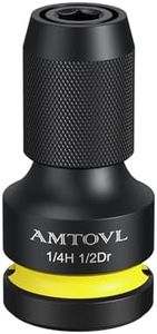 AMTOVL Impact to 1/4 Hex Converter - 1/2 INCH Drive Female to 1/4-Inch Hex Adapter for Ratchet Wrench Drivers, Impact Bit Holders, Quick-Change Chuck