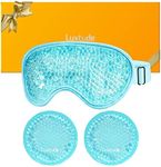 Luxtude Gel Eye Mask Cooling Eye Masks for Dry Eyes, Hot Cold Eye Ice Pack Reusable Gel Sleeping Mask, Frozen Cold Eye Compress for Puffiness/Dark Circles/Headaches/Skincare/Pain Relief (Blue)