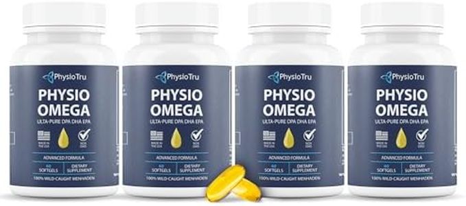 PhysioTru Physio Omega - Omega 3 Supplement - Sustainably Sourced - with DPA, EPA, and DHA - Burpless Fish Oil - 4 Pack