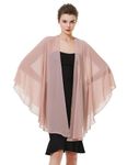 BEAUTELICATE Women Chiffon Shawl Wrap Shrug Oversized Cape Poncho Sheer Cover Up Scarf For Summer Wedding Evening Bridal Bridesmaids Mother of The Bride(One Size, Peach Puff)