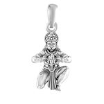 Akshat Sapphire Sterling Silver (92.5% purity) Hanuman Pendant for Men & Women Pure Silver Bajrang Bali Locket for Good Health & Wealth