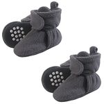 Luvable Friends Baby-Girl's, Charcoal 2-Piece, Unisex Cozy Fleece Booties, 0-6 Months