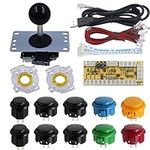 SJJX DIY Arcade Game Button and Joystick Controller Kit for Rapsberry Pi and Windows,5 Pin Joystick and 10 Push Buttons 822a08 mix black