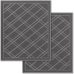 SlipToGrip Universal Door Mat, Plaid Design - Grey, 42 x 35 - Anti Slip, Durable & Washable, Outdoor & Indoor Floor Welcome Mat Door Mat Entry - Rug for Garage, Patio, Front Door, Dust Absorbent, 2pk