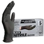 ForPro Disposable Nitrile Gloves, Chemical Resistant, Powder-Free, Latex-Free, Non-Sterile, Food Safe, 4 Mil, Black, Small, 100-Count