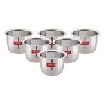 HAZEL Stainless Steel Mini Tea Glasses | 9.3 cm with 200 ml Each Traditional Design Coffee Milk Serving Glasses | Steel Pela Patra, Set of 6