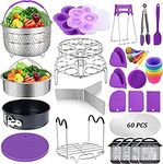 Accessories for Instant Pot, Sugaroom 100 PCS Pressure Cooker Accessories Set Compatible with Instant Pot Accessories 6 qt 8 quart-2 Steamer Baskets, Springform Pan, Egg Rack, Egg Bites Mold and More