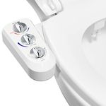 Bidet Toilet Seat Attachment with Self Cleaning Dual Nozzle, Hot and Cold Water Spray Non-Electric Mechanical Toilet Seat Bidet for Rear or Female Washing Sanitizing-T-Adapter (1/2") and Metal Hose