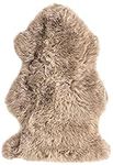 Natural Milan Genuine Sheepskin Area Rugs with Thick and Lush Pile, Fluffy Sheep Fur Rug with Anti-Skid Backing for Bedroom Living Room, Double Pelt, Vole Beige