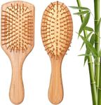 2 PCS Wooden Hairbrush, Natural Bamboo Combs set, Bristle Detangling Hairbrush for Women, Men Reduce Frizz, Massage Scalp Straight Curly Wavy Dry Wet Thick or Fine Hair Wooden Hairbrush, Anti-Static Comb, Reducing Breakage and Frizzy No More Tangle