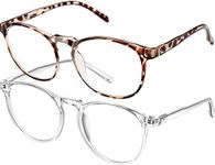 FEIYOLD Blue Light Blocking Glasses Women/Men,Retro Round Anti Eyestrain Computer Gaming Glasses(Leopard+Crystal)